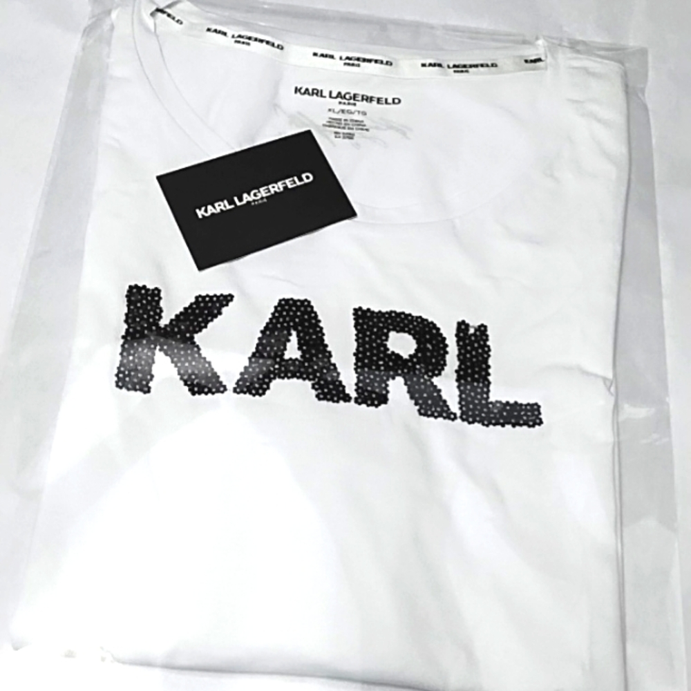 Karl Lagerfeld Paris Sequin Signature T-Shirt White